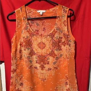 Cabi Orange Floral Sheer Tank Size Small S